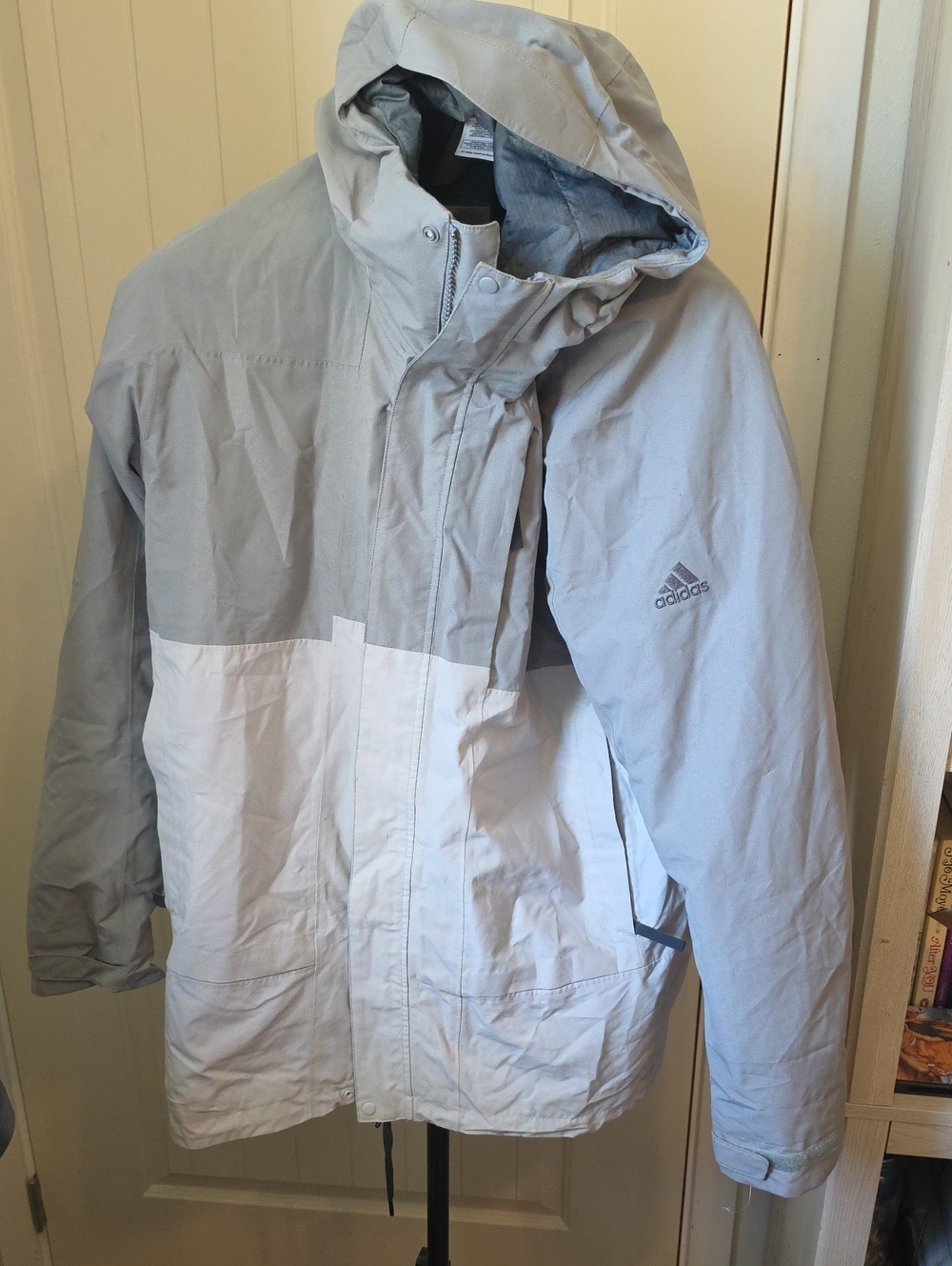 adidas Two-Tone Light Gray and White Hooded Jacket
